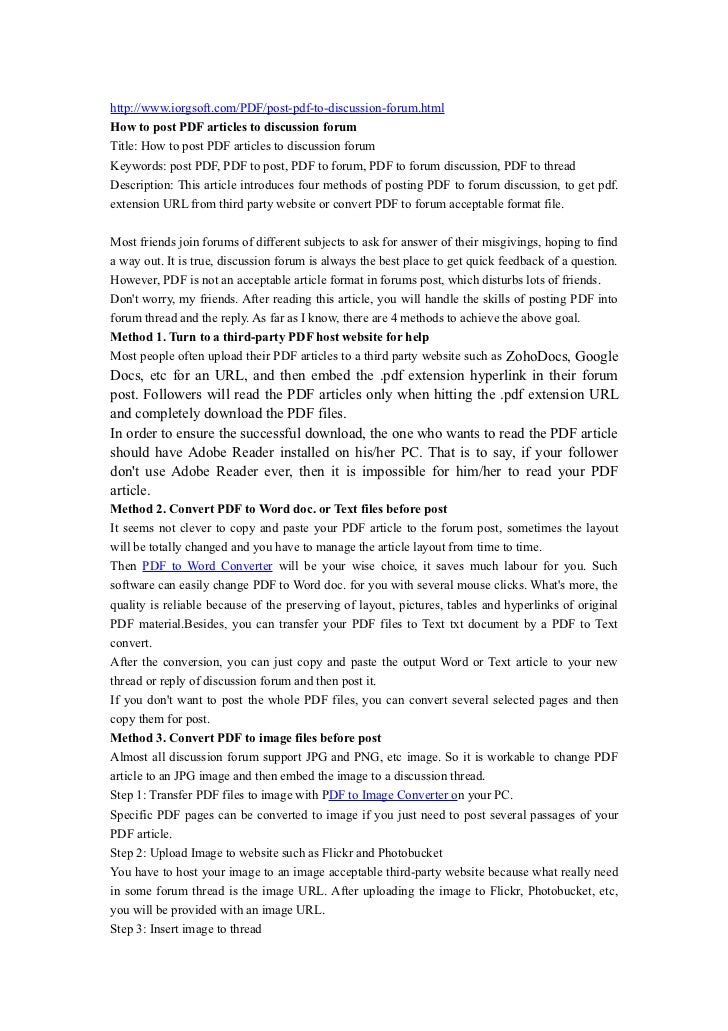 Forum Thread As Pdf